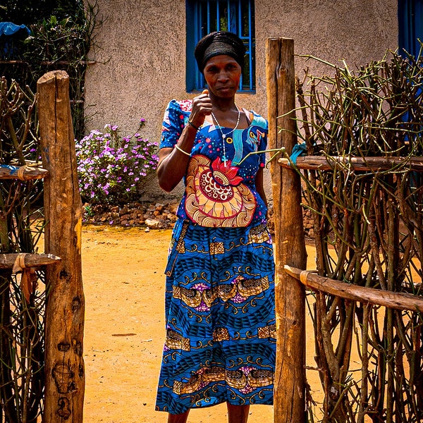 Street Photography | Africa Print | Rwanda Print | Rural Landscape Print | Living Room Wall Art | Digital Download | Women at Home: Rwanda