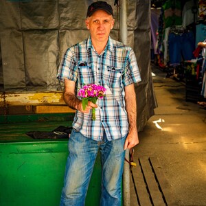 Street Photography | Europe Print | Urban Landscape Print | Living Room Wall Art | Digital Download | Man Selling Flowers: Poznań, Poland