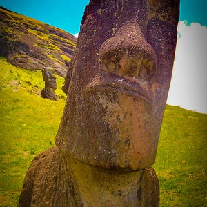Easter Island Photography | Statue Print | Polynesian Print | Pacific Ocean Wall Art  | Rapa Nui | Digital Download | Moai Statue 1