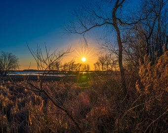 Sunset Photography | Sunset Print | Bay Print | Water Landscape Print | Living Room Wall Art | Digital Download | Braddock Bay Sunset: USA