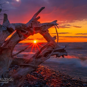 Sunset Photography | Sunset Print | Lake Print | Water Landscape Print | Living Room Wall Art | Digital Download | Lake Ontario Sunset: USA