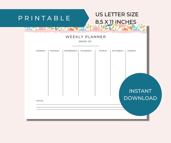 printable calendar printable planners daily weekly etsy