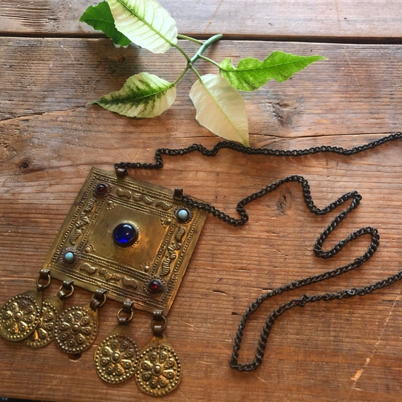 Vintage Brass Boho Statement Necklace - image 4