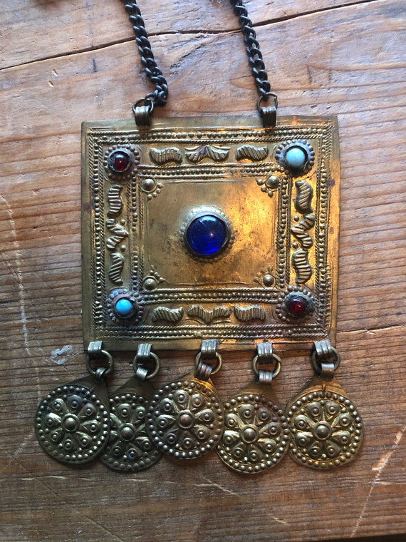Vintage Brass Boho Statement Necklace - image 2