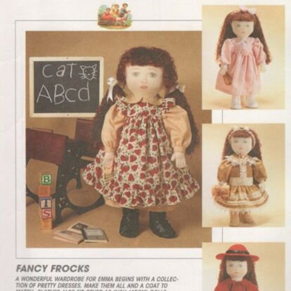 Vintage Uncut Mccalls "Fancy Frocks" pattern 7435 Doll clothes (American Girl / GOTZ /  Corolle)