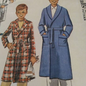 May include: Two robes, one blue and one plaid, with a white collar and a sash tie. The McCall's Pattern logo is visible in the top right corner.