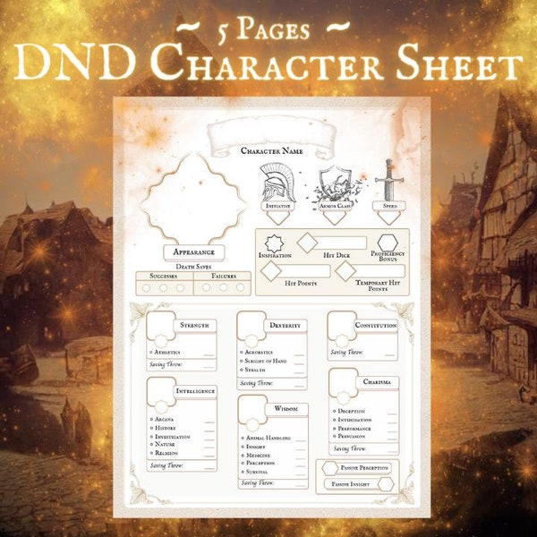 DnD 5E Character Sheet PDF Printable/Download