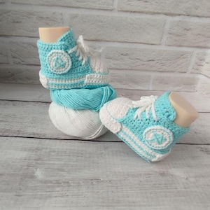 Baby Sneakers Booties Pattern Newborn Crochet Bootie pattern Modern baby booties Crochet Tutorial Baby Shoes