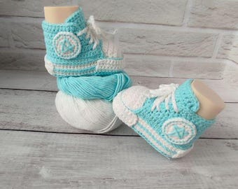 Baby Sneakers Booties Pattern Newborn Crochet Bootie pattern Modern baby booties Crochet Tutorial Baby Shoes