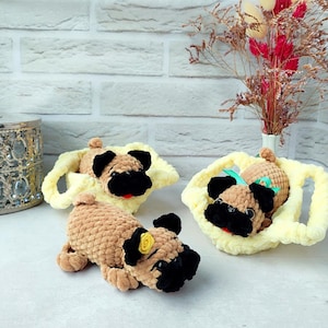 No Sew Pug Crochet Pattern Plush Toy for Beginners, Cute Dog Toy, Crochet Dog, Crochet Mini Pug ,Crochet Dog Plushie, pug stuffed animals