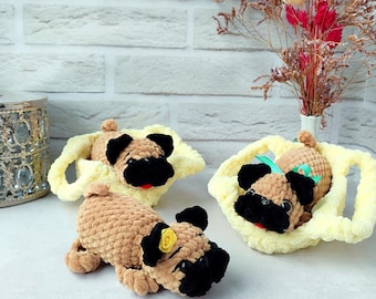 No Sew Pug Crochet Pattern Plush Toy for Beginners, Cute Dog Toy, Crochet Dog, Crochet Mini Pug ,Crochet Dog Plushie, pug stuffed animals