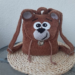 Bear Backpack Crochet Pattern Amigurumi, Crochet bear Bag Pattern, Backpack animals pattern, Gift For Girls, Baby backpack animals