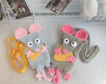 Crossbody Mouse Bag Crochet Pattern, Rat Bag, Small Crochet Purse, animals shoulder bag pattern, Festival bag, Kawaii, cross-body