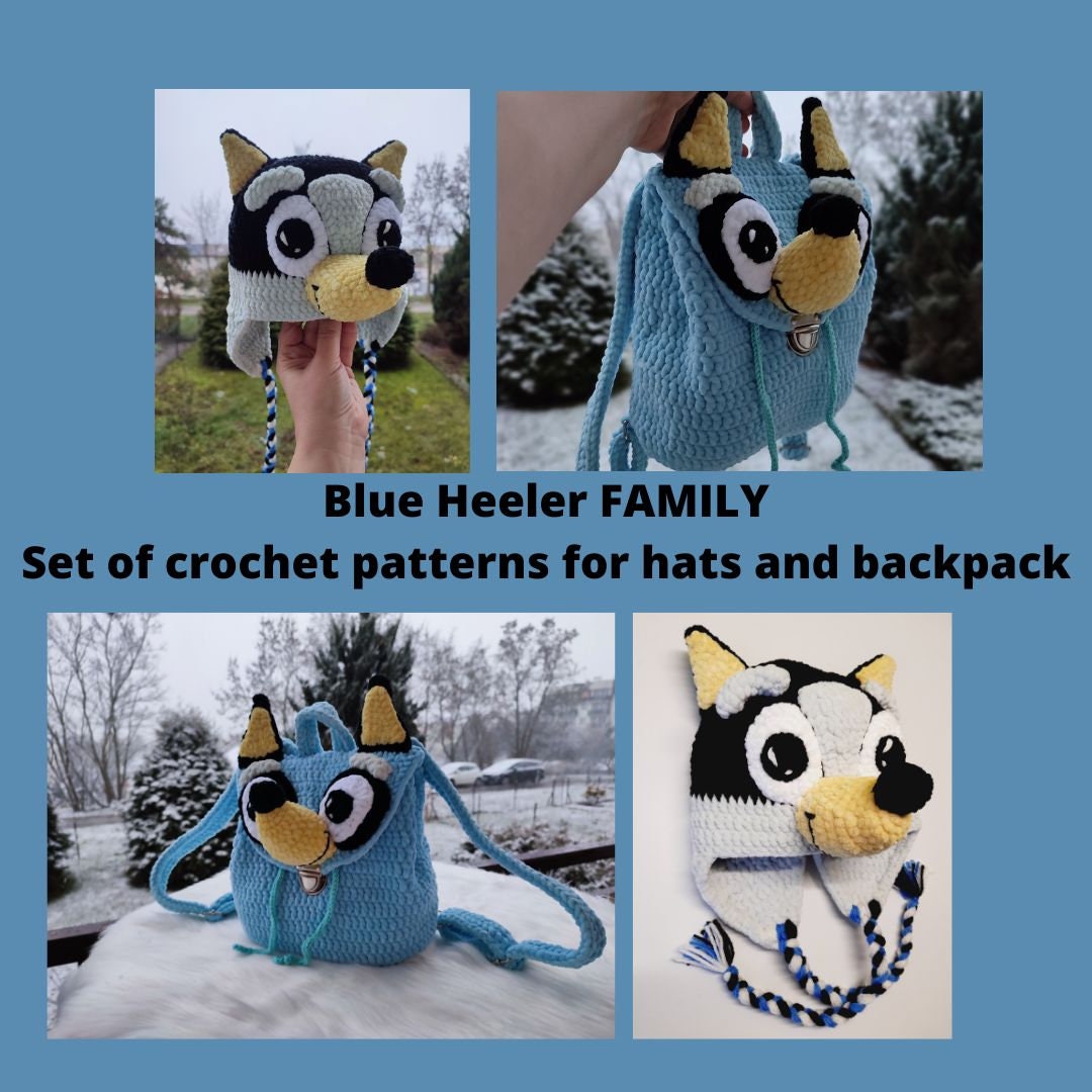 Bluе Backpack and Dog Crochet Patterns, 2 Crochet Patterns for Hat and ...