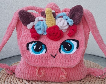 Unicorn Backpack Crochet Pattern Amigurumi, Crochet Unicorn Bag Pattern, Backpack amigurumi pattern, Gift For Girls, Baby backpack