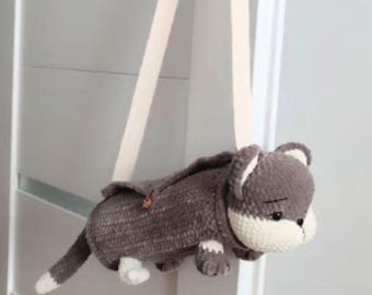 Crochet Cat Bag Pattern Crochet Cat Purse Child's Shoulder Bag Crochet Pattern Shoulder crochet bag cat Eco Friendly Small Crossbody