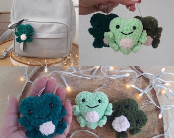 Patrón de rana de corazón de ganchillo, patrón de ganchillo mini peluche de rana, amuleto de bolso, decoración de automóvil, patrón de llavero, tutorial de crochet de rana