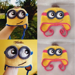 Minions hat crochet, funny hat, warm hat, crocheted baby hat, crochet minion hat, cartoon hat, minion inspired hat