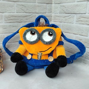 Miinion Backpack Crochet Pattern Amigurumi, Crochet Miinion Bag Pattern, Backpack amigurumi pattern, Shoulder bag pri schoolers et Baby bag