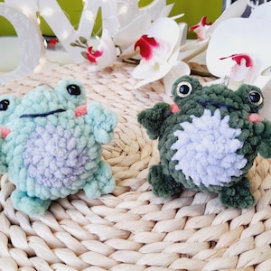 Padrão de sapo de crochê, tamanho de bolso, padrão de crochê mini sapo de pelúcia, pingente de bolsa, decoração de carro, padrão de chaveiro, tutorial de crochê de sapo