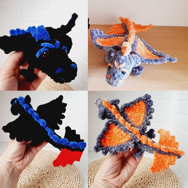 Crochet Pattern dragon, Amigurumi pattern dragon, dinosaur, dino, Dinegurumi, dragon plush pattern, baby dragon, Crochet Triceratops pattern