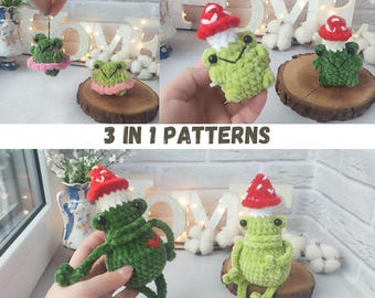 Mushroom frog plush, Frog mushroom crochet amigurumi pattern, Crochet frog, Handmade toad mushroom, Frog gift, holiday gift, Mushroom Froggy