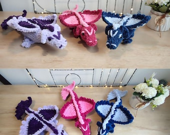 Haakpatroon draak, amigurumi-patroon draak, dinosaurus, dino, Dinegurumi, pluche drakenpatroon, babydraak, gehaakt triceratops-patroon