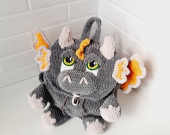 Crochet pattern dragon baby backpack, Crochet Dino backpack PDF, Gift For Boy, cute little backpack, animal backpack, kids gift