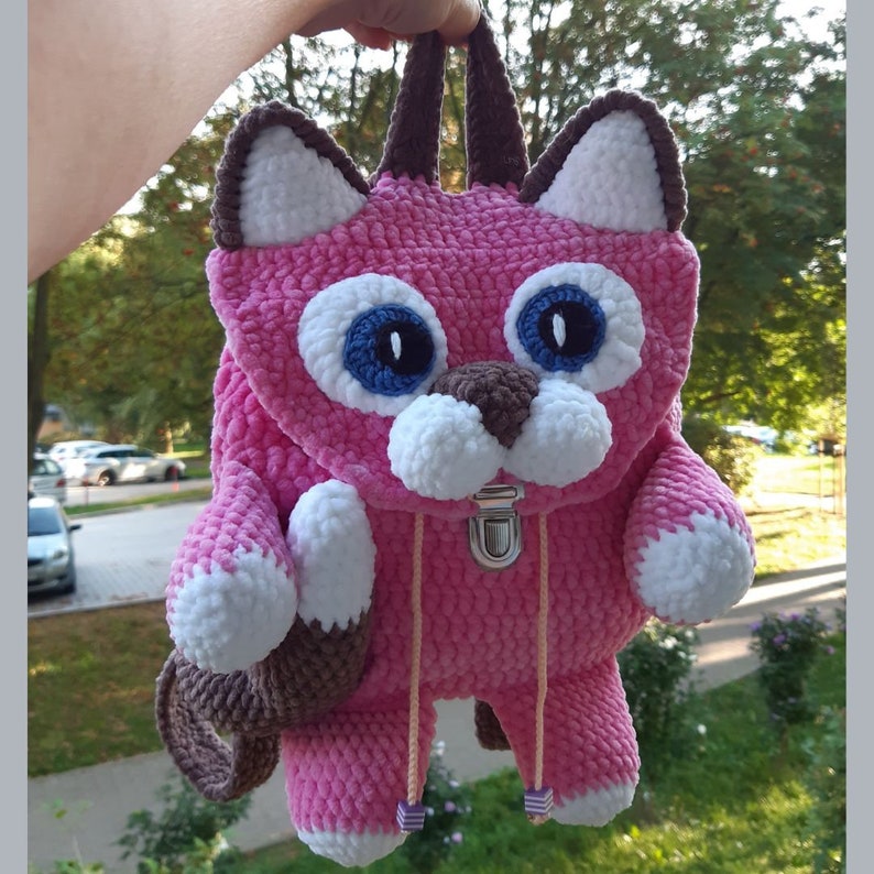 Cat Backpack Crochet Pattern Amigurumi, Crochet Cat Bag Pattern, Backpack amigurumi pattern, Nursery Backpack, Gift For Girls, Baby backpack image 9