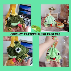 Cute Crochet Pattern Frog Pouch, Crossbody Bags Frog PDF, Crochet pattern shoulder handbag, Crochet Frog Bag for Kids and Adults, Frog Purse
