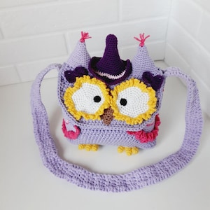 PDF crochet baby owl shoulder bag, owl purse pattern, crochet bag pattern, crochet owl bag, crochet owl mini bag, crochet little purse