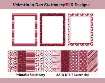 Valentine's Day Stationery, Pink Letter Paper (Digital Download)