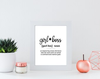 Girl Boss Definition Art Print, Empowering Office Decor (Digital Download)