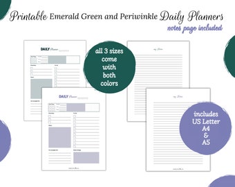 Emerald Green Periwinkle Daily Planner Printable, To-Do List (Digital Download)