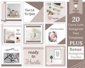 20 Cocoa Latte Instagram Templates for Canva | Instagram Post Templates | Instagram Backgrounds | Engagement Booster| Social Media Templates