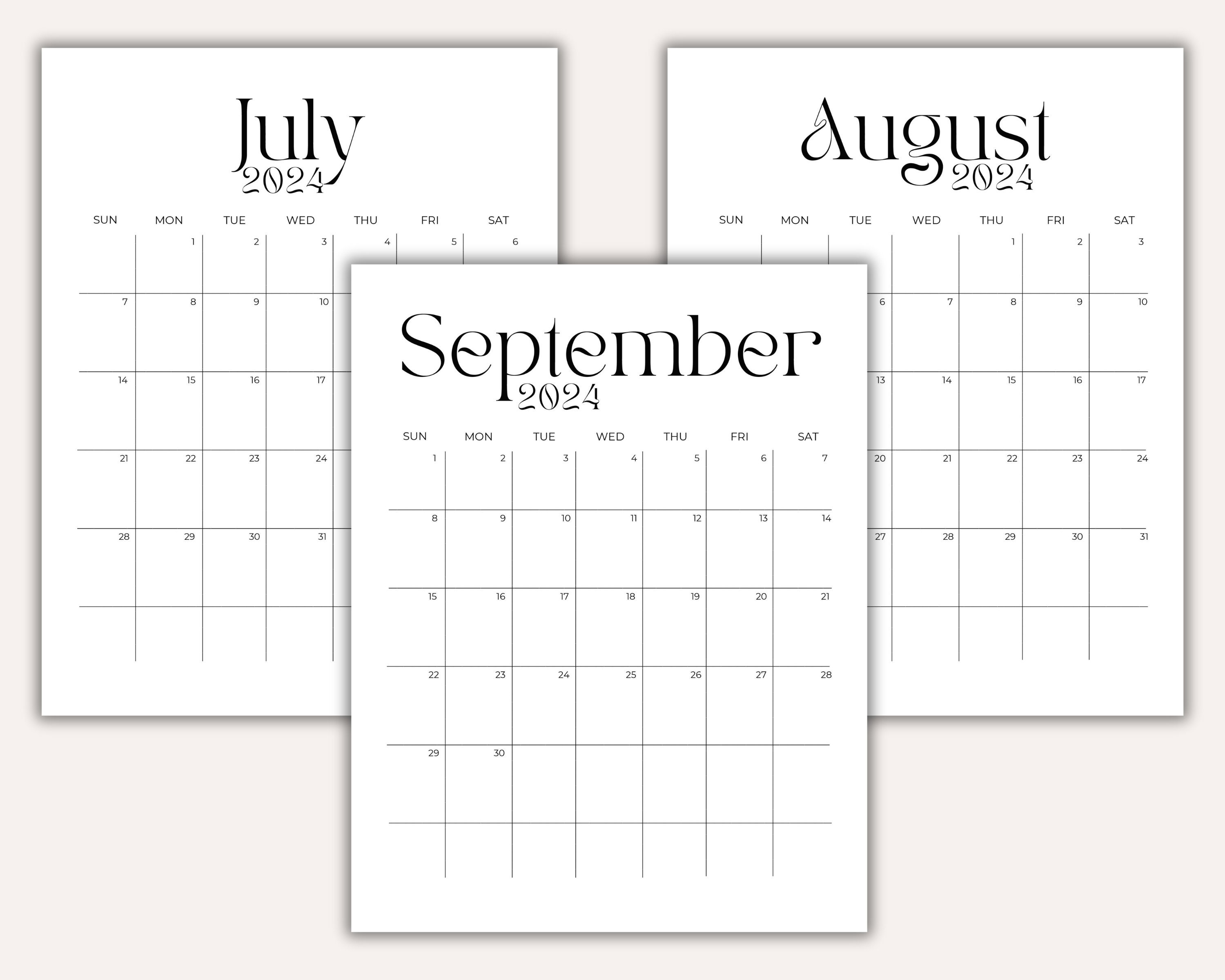 2024 Calendar 2024 Calendar Template 2024 Monthly Planner 2024 Monthly