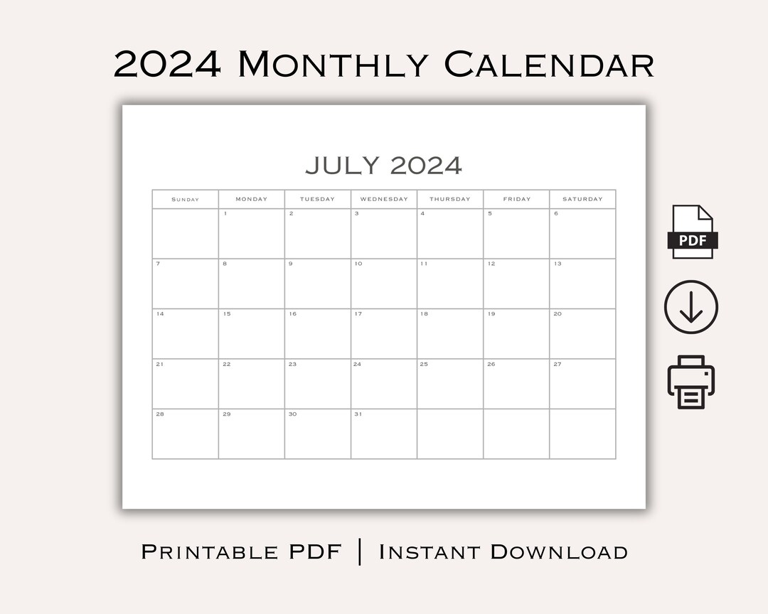 2024 monthly calendar minimalist calendar landscape printable