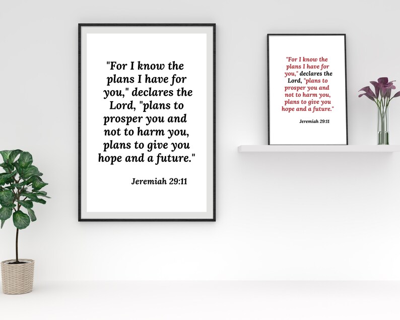 Jeremiah 29:11 Bible Verse Wall Art Print, Christian Scripture (digital ...