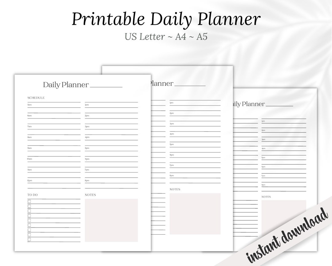 Printable Daily Planner, Daily Planner, Printable Planner, Printable ...