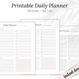 Printable Daily Planner, Daily Planner, Printable Planner, Printable PDF, Daily Schedule, Hourly Agenda, Time Blocking Template, To Do List