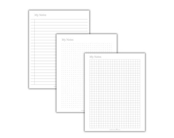 Minimalist Notes Paper Templates, Lined, Grid, Dot (Digital Download)