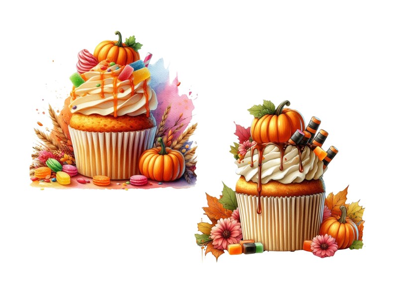 Fall Cupcakes Clipart – Autumn PNG Images (digital Download) - Etsy