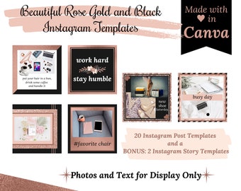 Rose Gold Instagram Post Templates, Canva Social Media (Digital Download)