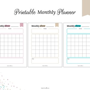 Printable Monthly Planner, Monthly Planner, Undated Planner, Undated Monthly Planner, US Letter, A4, Instant Download, Printable Planner