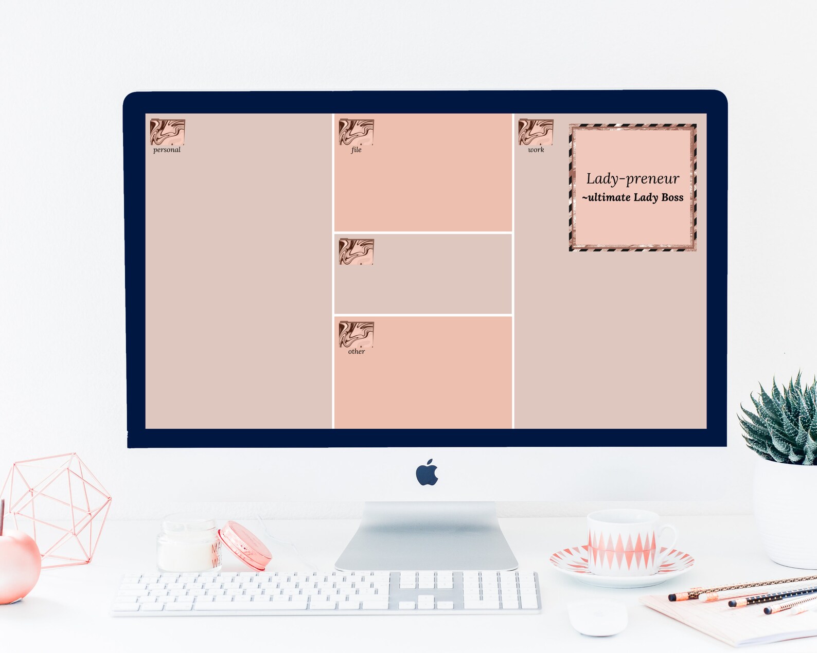 Rose Gold Desktop Wallpaper Organizer / Desktop Organizer / Etsy Italia