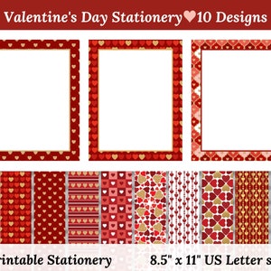 Cancelleria stampabile per San Valentino, note di San Valentino, carta da lettere carina di San Valentino, carta intestata, download istantaneo, cancelleria stampabile