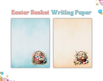 Easter Basket Writing Paper, Watercolor Stationery (Digital Download)