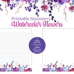 Printable Stationery, Letter Paper, Letter Writing Paper, Writing Sheets, Floral Writing Paper, Lined Paper, Unlined Paper, Stationery Sets