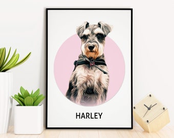 Pet Portrait Custom and Personalized. Pet Dog Wall Art DIGITAL DOWNLOAD to Print on Poster or Canvas for Dog lover Pet Memorial gift.