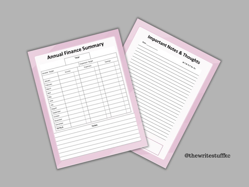 Finance Tracker, PDF Printable, Financial Goals, Monthly Budget, Income ...